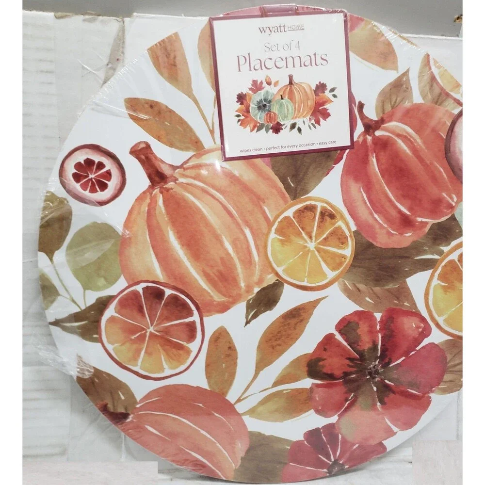 Set of 4 Round Hard Placemats With Cork Back (15